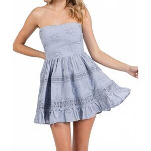 NEW THE VINTAGE SHOP floral strapless mini dress in blue
